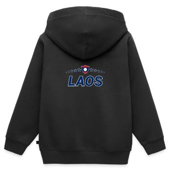 Laos - Sweat Premium à capuche zippé enfant bio - noir - Dos - AI Model Kid Male (0cm)
