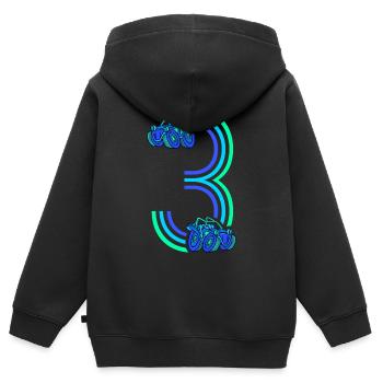 3. Geburtstag Rennauto 3 Jahre alt Rennwagen - Kinder Premium Organic Zip Hoodie - Schwarz - Hinten - AI Model Kid Male (0cm)