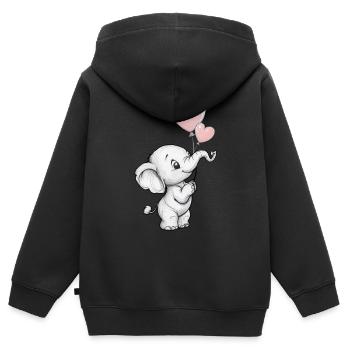 Elefant mit Herz-Luftballons - Kinder Premium Organic Zip Hoodie - Schwarz - Hinten - AI Model Kid Male (0cm)