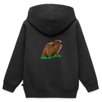 Murmeltier - Kinder Premium Organic Zip Hoodie - Schwarz - Hinten - AI Model Kid Male (0cm)