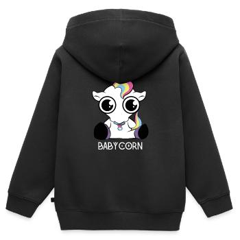 mini-maïs - Sweat Premium à capuche zippé enfant bio - noir - Dos - AI Model Kid Male (0cm)
