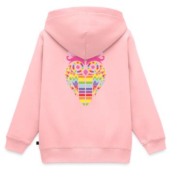RAINBOW OWL - Sweat Premium à capuche zippé enfant bio - rose - Dos - AI Model Kid Female (0cm)