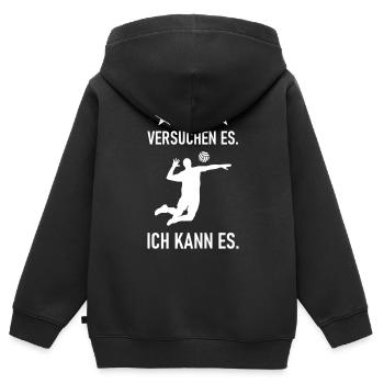 Ich kann es im Volleyball - Kinder Premium Organic Zip Hoodie - Schwarz - Hinten - AI Model Kid Male (0cm)