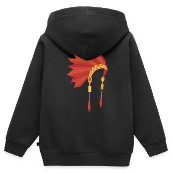 Indianer Kopfschmuck - Kinder Premium Organic Zip Hoodie - Schwarz - Hinten - AI Model Kid Male (0cm)
