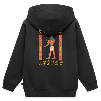 Égypte - Sweat Premium à capuche zippé enfant bio - noir - Dos - AI Model Kid Male (0cm)