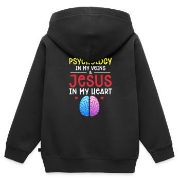 Psychologie - Kinder Premium Organic Zip Hoodie - Schwarz - Hinten - AI Model Kid Male (0cm)