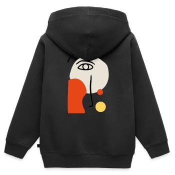 illustration abstrak - Sweat Premium à capuche zippé enfant bio - noir - Dos - AI Model Kid Male (0cm)