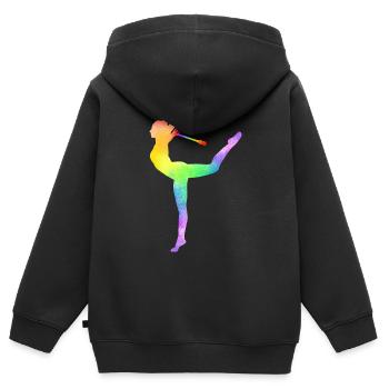 Rhythmische Sportgymnastik Keulen RSG Geschenkidee - Kinder Premium Organic Zip Hoodie - Schwarz - Hinten - AI Model Kid Male (0cm)