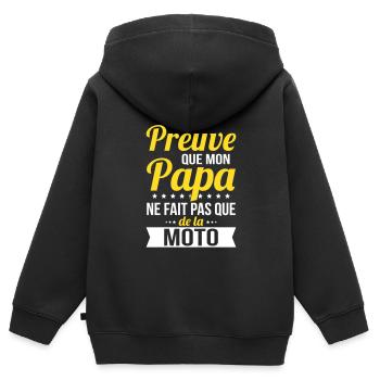 Mon papa ne fait pas que de la moto - Sweat Premium à capuche zippé enfant bio - noir - Dos - AI Model Kid Male (0cm)