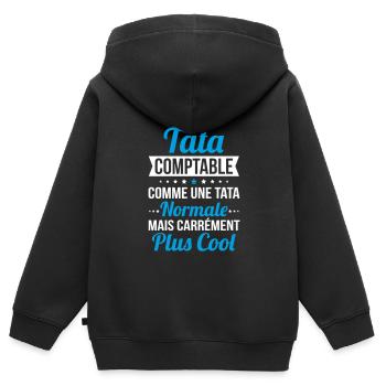 J'ai une tata comptable plus cool - Sweat Premium à capuche zippé enfant bio - noir - Dos - AI Model Kid Male (0cm)