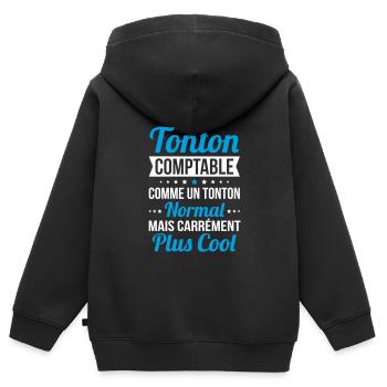 J'ai un tonton comptable plus cool - Sweat Premium à capuche zippé enfant bio - noir - Dos - AI Model Kid Male (0cm)