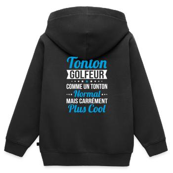 J'ai un tonton golfeur plus cool - Sweat Premium à capuche zippé enfant bio - noir - Dos - AI Model Kid Male (0cm)