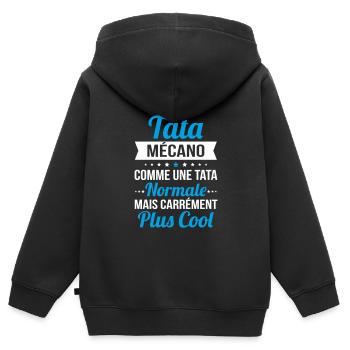 J'ai une tata mécano plus cool - Sweat Premium à capuche zippé enfant bio - noir - Dos - AI Model Kid Male (0cm)