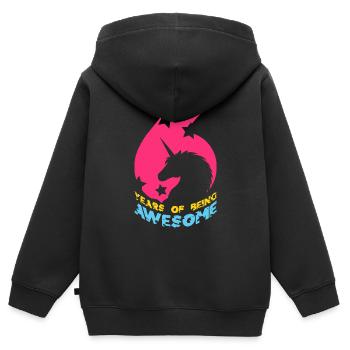 6 ANS D’ÊTRE UNE LICORNE GÉNIALE 6E ANNIVERSAIRE - Sweat Premium à capuche zippé enfant bio - noir - Dos - AI Model Kid Male (0cm)