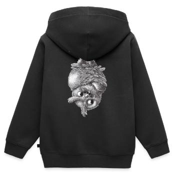 Vampire Owl - Dracula Owl - Sweat Premium à capuche zippé enfant bio - noir - Dos - AI Model Kid Male (0cm)