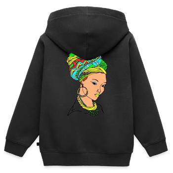 Afrique - beauté africaine - Sweat Premium à capuche zippé enfant bio - noir - Dos - AI Model Kid Male (0cm)