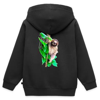 Kleines Faultier, Tiere, Regenwald, Costa Rica - Kinder Premium Organic Zip Hoodie - Schwarz - Hinten - AI Model Kid Male (0cm)