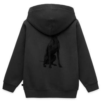 Sitzender Weimaraner Hund - Kinder Premium Organic Zip Hoodie - Schwarz - Hinten - AI Model Kid Male (0cm)