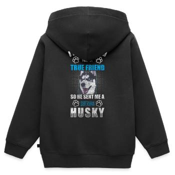 Husky Hunderasse Rassehund - Kinder Premium Organic Zip Hoodie - Schwarz - Hinten - AI Model Kid Male (0cm)