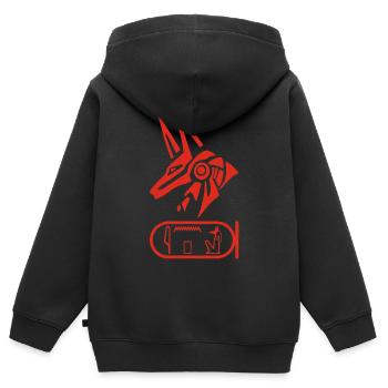 Dieu Anubis (rouge) - Sweat Premium à capuche zippé enfant bio - noir - Dos - AI Model Kid Male (0cm)