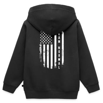 Équipe Normal - Sweat Premium à capuche zippé enfant bio - noir - Dos - AI Model Kid Male (0cm)