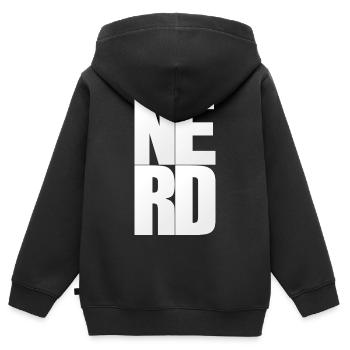 NERDY forever - NERD - Kinder Premium Organic Zip Hoodie - Schwarz - Hinten - AI Model Kid Male (0cm)
