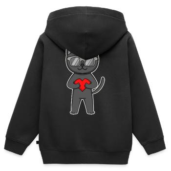 Chat Bombay avec lunettes de soleil et cœur - Sweat Premium à capuche zippé enfant bio - noir - Dos - AI Model Kid Male (0cm)