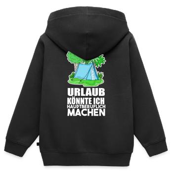 Urlaub Naturliebhaber Camping lustiger Spruch - Kinder Premium Organic Zip Hoodie - Schwarz - Hinten - AI Model Kid Male (0cm)