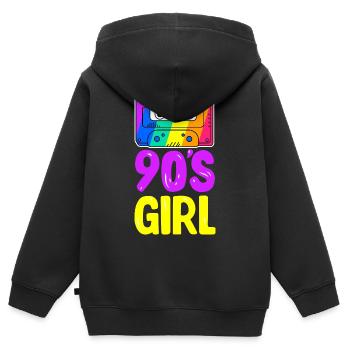 90s Girl 90er Jahre Musik - Kinder Premium Organic Zip Hoodie - Schwarz - Hinten - AI Model Kid Male (0cm)