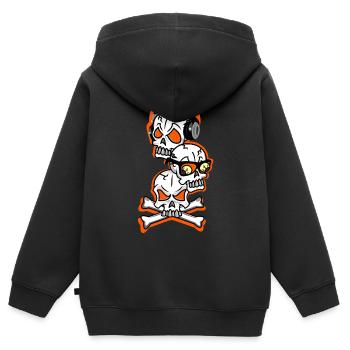 Totenkopfbeats mit Kopfhörern und gekreuzten Knochen - Kinder Premium Organic Zip Hoodie - Schwarz - Hinten - AI Model Kid Male (0cm)