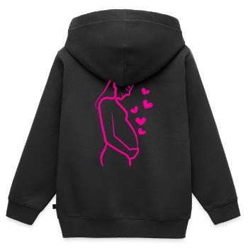 Bébé ventre mère grossesse grossesse coeur - Sweat Premium à capuche zippé enfant bio - noir - Dos - AI Model Kid Male (0cm)