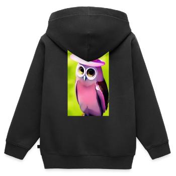 Eule mit Hut - Kinder Premium Organic Zip Hoodie - Schwarz - Hinten - AI Model Kid Male (0cm)