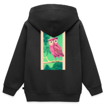 Eule mit Hut - Kinder Premium Organic Zip Hoodie - Schwarz - Hinten - AI Model Kid Male (0cm)