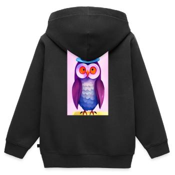Eule mit Hut - Kinder Premium Organic Zip Hoodie - Schwarz - Hinten - AI Model Kid Male (0cm)