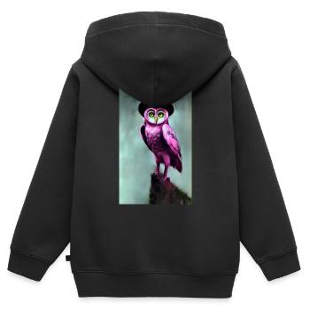 Owl with hat - Kids Premium Organic Zip-up Hoodie - black - Back - AI Model Kid Male (0cm)