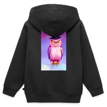 Eule mit Hut - Kinder Premium Organic Zip Hoodie - Schwarz - Hinten - AI Model Kid Male (0cm)