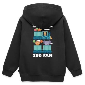 CHOO CHOO HIER KOMMT EIN ZUG FAN Eisenbahn Tiere - Kinder Premium Organic Zip Hoodie - Schwarz - Hinten - AI Model Kid Male (0cm)