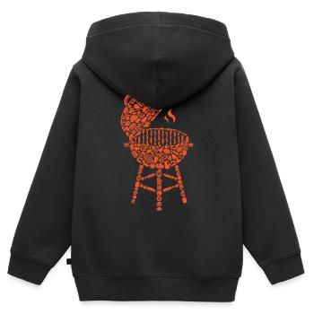 Grill BBQ Barbecue Grill Master Men Grilling - Sweat Premium à capuche zippé enfant bio - noir - Dos - AI Model Kid Male (0cm)