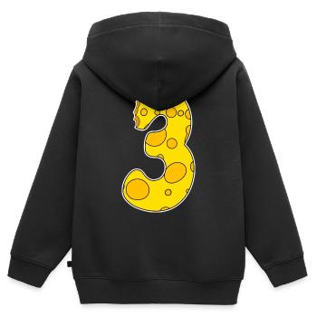 Zahl 3 - Drei - Dritter - Kinder Premium Organic Zip Hoodie - Schwarz - Hinten - AI Model Kid Male (0cm)