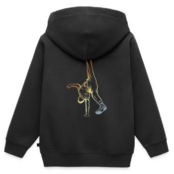 B-Boy Vintage Look - Sweat Premium à capuche zippé enfant bio - noir - Dos - AI Model Kid Male (0cm)