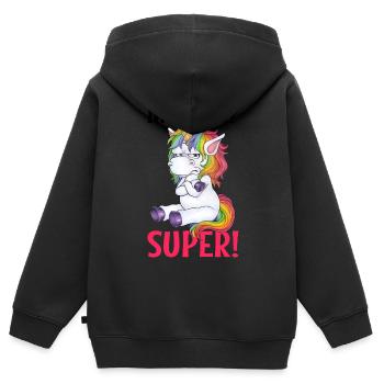 Einhorn - Montag? Super! Genervt Muffel Böse - Kinder Premium Organic Zip Hoodie - Schwarz - Hinten - AI Model Kid Male (0cm)