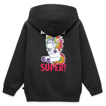 Einhorn - Montag? Super! Genervt Muffel Böse - Kinder Premium Organic Zip Hoodie - Schwarz - Hinten - AI Model Kid Male (0cm)