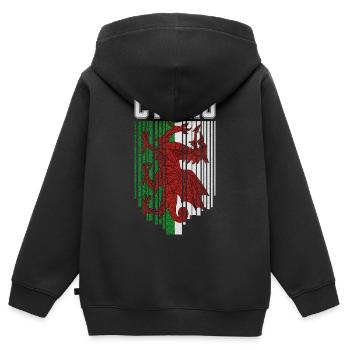 Flagge von Wales, walisischer Stolz - Kinder Premium Organic Zip Hoodie - Schwarz - Hinten - AI Model Kid Male (0cm)
