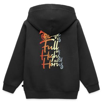 Life Is Full of Highs and Horns - Kinder Premium Organic Zip Hoodie - Schwarz - Hinten - AI Model Kid Male (0cm)