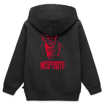 Nosferatu le vampire (rouge) - Sweat Premium à capuche zippé enfant bio - noir - Dos - AI Model Kid Male (0cm)