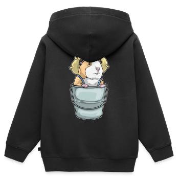 Meerschweinchen Landwirt Eimer Bauernhof - Kinder Premium Organic Zip Hoodie - Schwarz - Hinten - AI Model Kid Male (0cm)