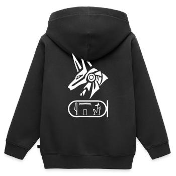 Dieu égyptien Anubis (blanc) - Sweat Premium à capuche zippé enfant bio - noir - Dos - AI Model Kid Male (0cm)