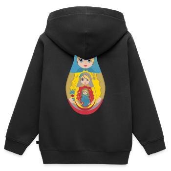 Traditionelle russische Matroschka Puppe - Kinder Premium Organic Zip Hoodie - Schwarz - Hinten - AI Model Kid Male (0cm)