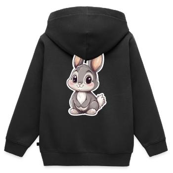 Hase - Kinder Premium Organic Zip Hoodie - Schwarz - Hinten - AI Model Kid Male (0cm)