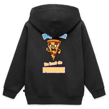 Wütende Pepperoni Pizza Karikatur - Kinder Premium Organic Zip Hoodie - Schwarz - Hinten - AI Model Kid Male (0cm)